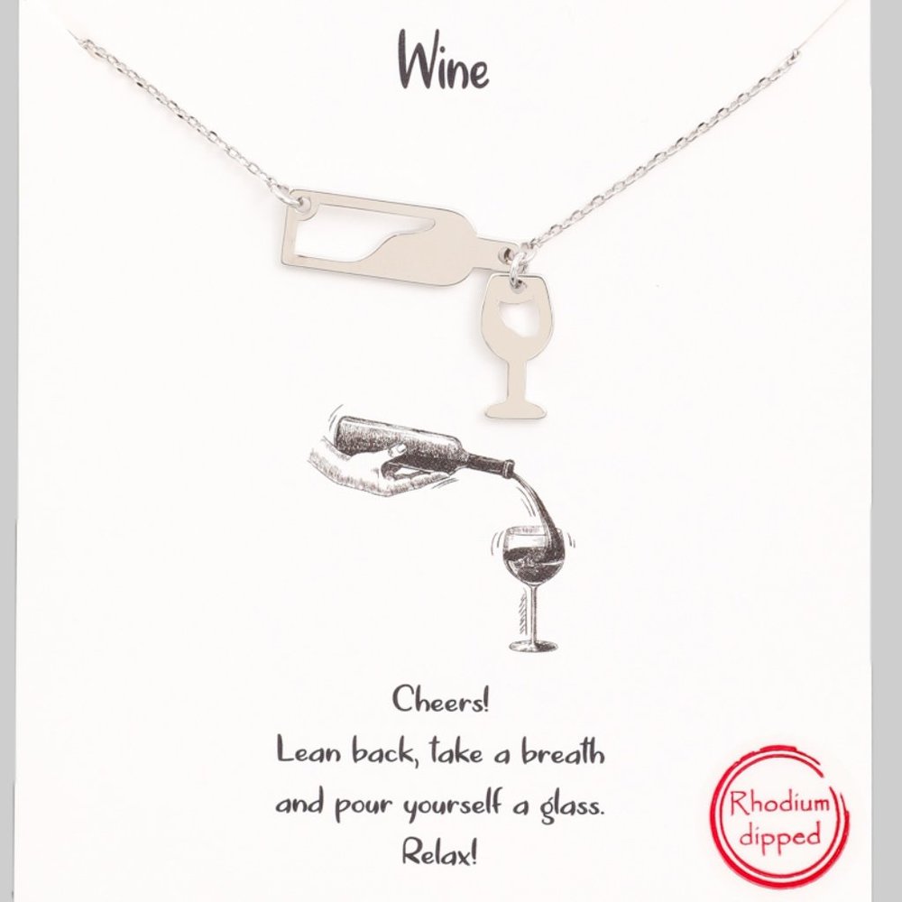 Wine O’Clock Somewhere Wine Bottle Charm Necklace